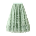 Jupe longue en tulle à taille élastique à plusieurs niveaux
