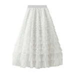 Jupe longue en tulle à taille élastique à plusieurs niveaux