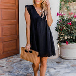 Robe Élégante en Dentelle Creuse avec Short Intégré