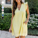 Robe Élégante en Dentelle Creuse avec Short Intégré