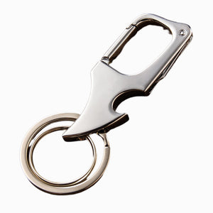 Ouvre-bouteille pendentif multifonctionnel porte-clés en métal à double anneau