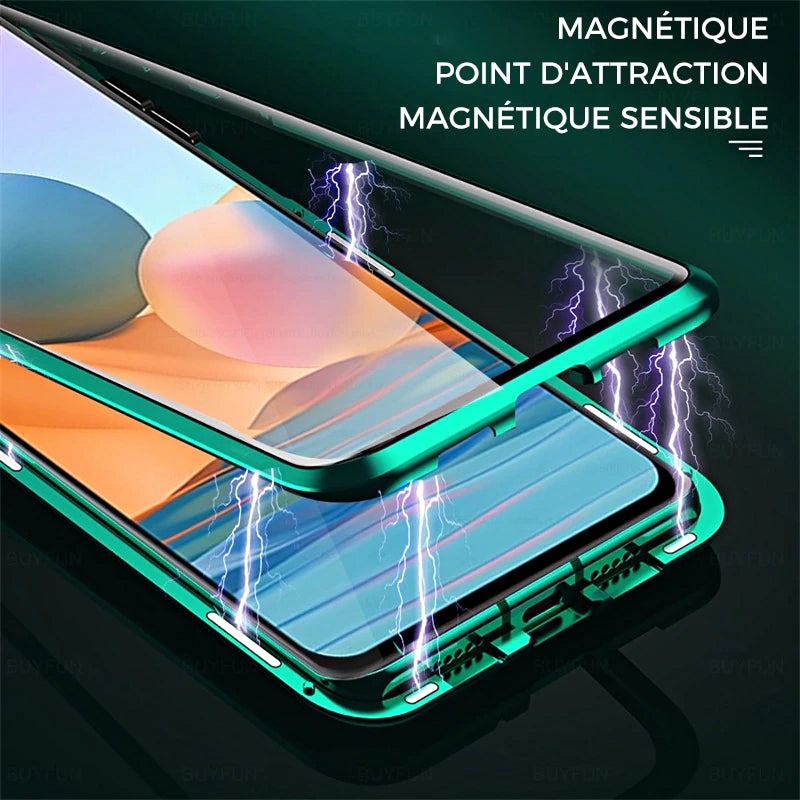 Étui de téléphone double face en verre trempé magnétique Samsung2