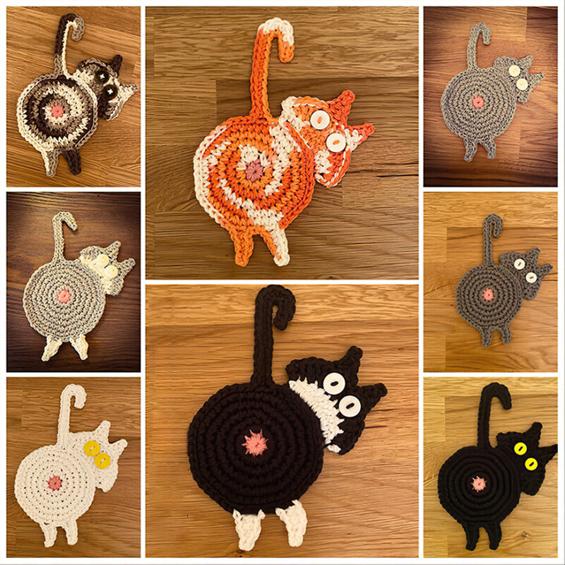 Dessous de Verre en Tricot de Cul de Chat Mignon