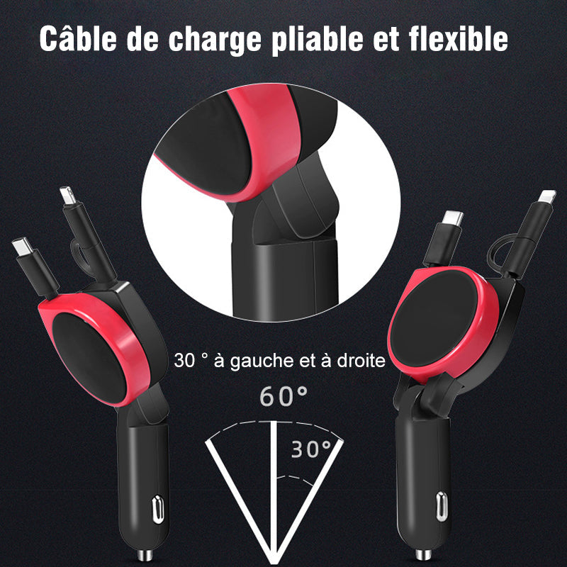 3-en-1 Chargeur Voiture Avec Câble Rétractable - ciaovie