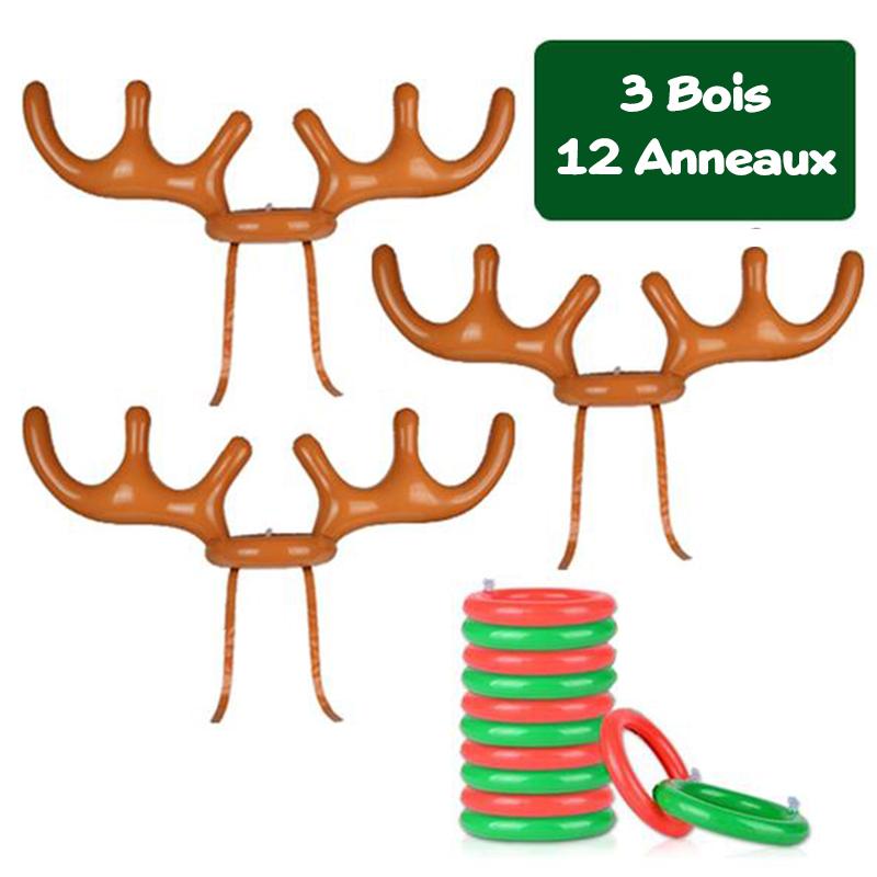 Jeu de Lancer de Bagues en Bois de Renne de Noël - ciaovie