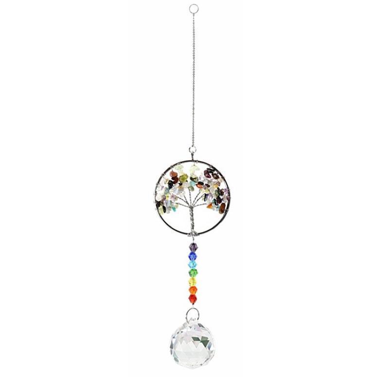 Capteur de Soleil en Cristal forme Arbre de Vie Carillon Éolien