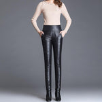 Pantalon femme taille haute en duvet - ciaovie