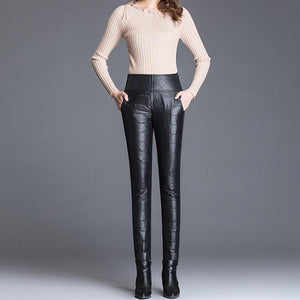 Pantalon femme taille haute en duvet - ciaovie