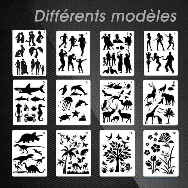 Modèles d'Art de Pochoir Dessiner rapide (12 Feuilles / Ensemble)