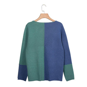 Pull en Tricot de Couleur Contrastée