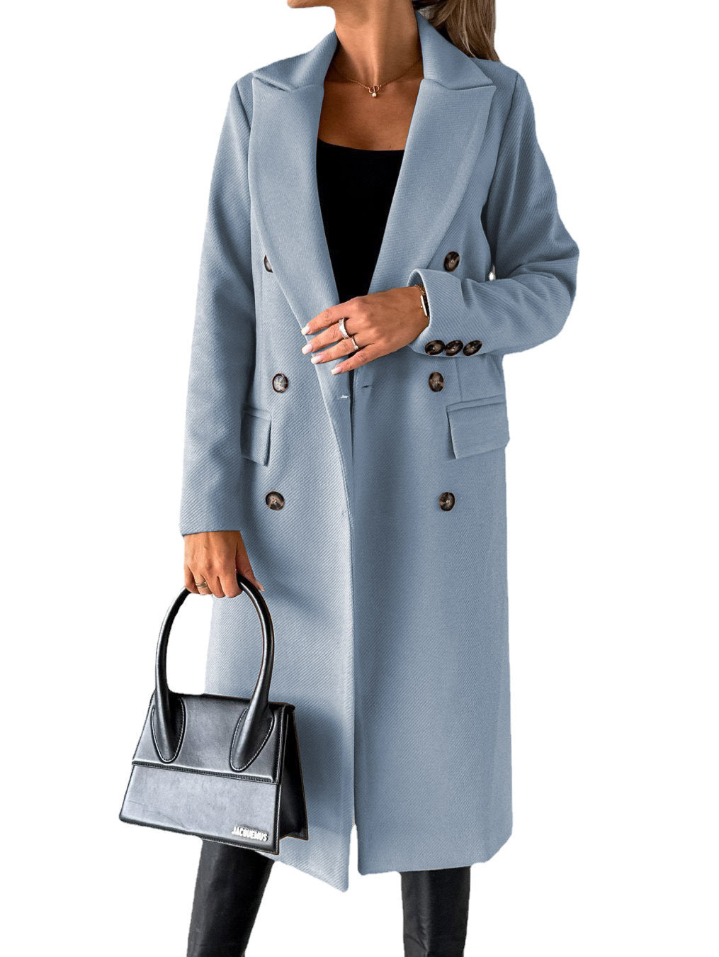 Manteau en laine à double boutonnage à manches longues