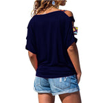 Femmes T-shirt à Découpe D'épaule - ciaovie