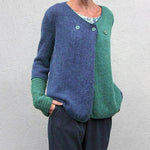 Pull en Tricot de Couleur Contrastée