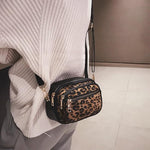 Sac à Bandoulière Zippé Multicouche à Imprimé Léopard