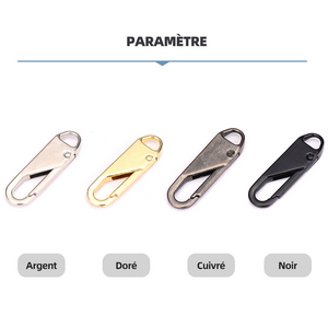 Tête de Fermeture à Glissière Universelle en Métal (6 pièces)
