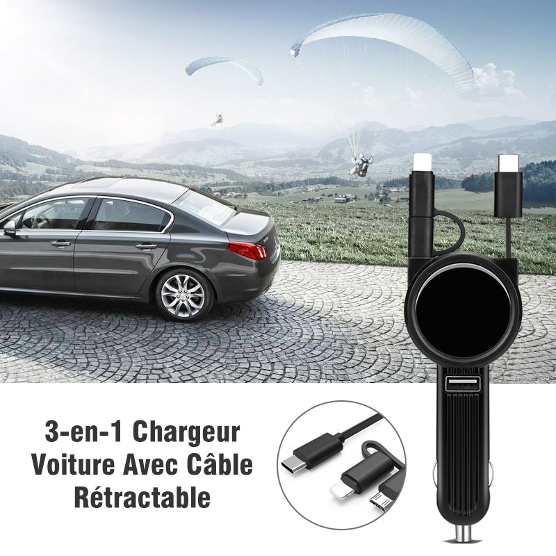 3-en-1 Chargeur Voiture Avec Câble Rétractable - ciaovie