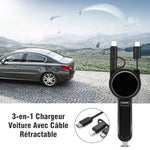 3-en-1 Chargeur Voiture Avec Câble Rétractable - ciaovie