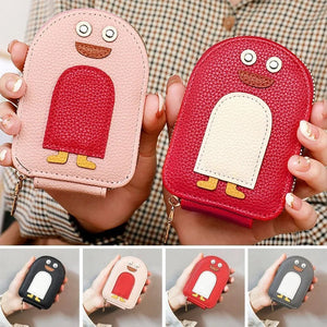 Porte-monnaie en PU pour carte de crédit et pingouins mignons