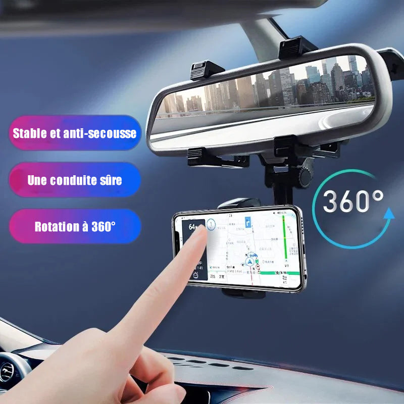 🤳🏽Support de téléphone pour rétroviseur de voiture rotatif à 360°