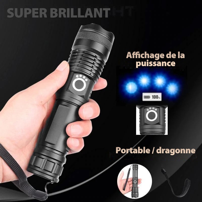 2023 Nouvel An Vente à Durée Limitée 🎉LED Lampe de Poche Laser Tactique Rechargeable 90000 Lumens Élevés-Achetez 2 Livraison VIP Gratuite