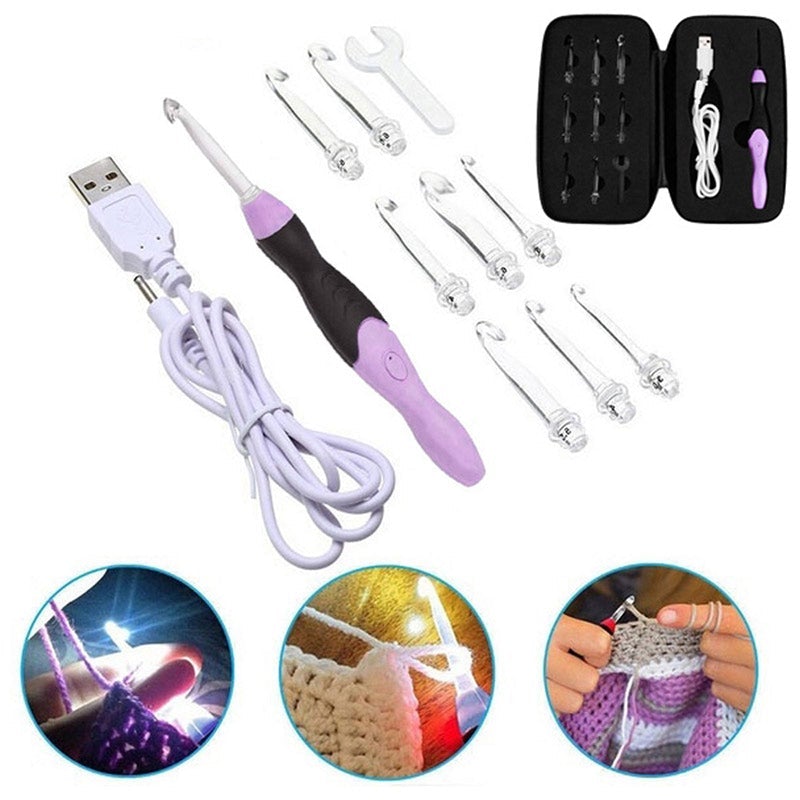 Ensemble d'outils à tricoter au crochet LED