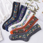 Chaussettes à Fleurs Brodées Vintage (5 paires)