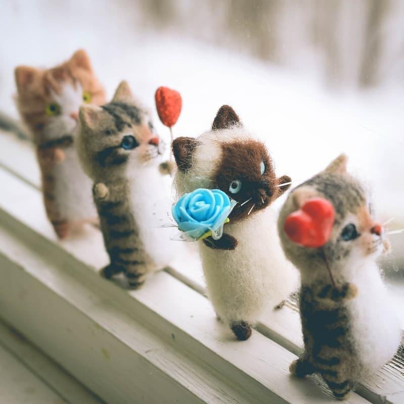 Cadeau de feutre de laine de chat bricolage pour les amoureux des chats