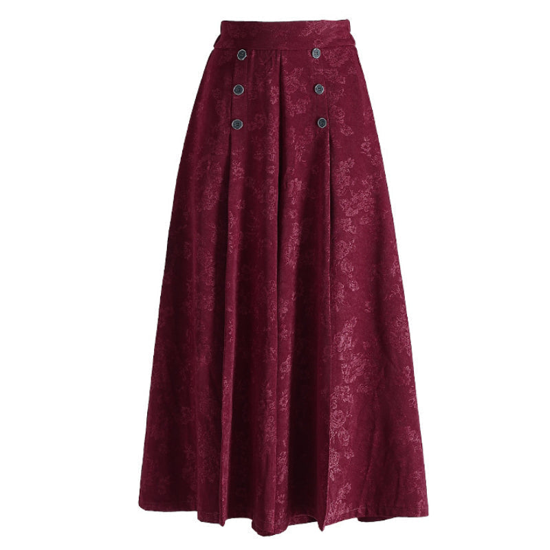 Pantalon Large Taille Haute à Imprimé Vintage pour Femme