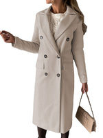Manteau en laine à double boutonnage à manches longues
