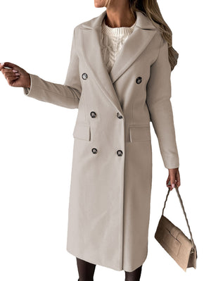 Manteau en laine à double boutonnage à manches longues