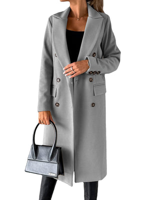 Manteau en laine à double boutonnage à manches longues