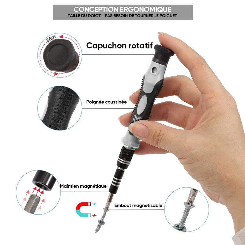 Jeu de tournevis multifonction extra dur 115 en 1