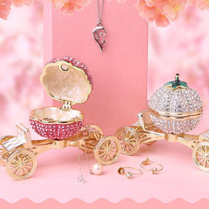 Boîte à Bijoux en Strass de Voiture de Citrouille