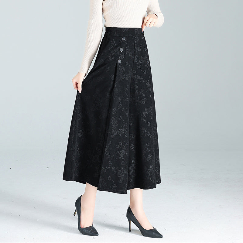 Pantalon Large Taille Haute à Imprimé Vintage pour Femme