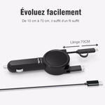 3-en-1 Chargeur Voiture Avec Câble Rétractable - ciaovie