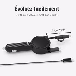 3-en-1 Chargeur Voiture Avec Câble Rétractable - ciaovie