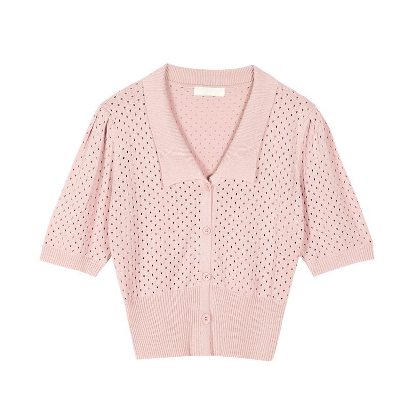 Cardigan Ajouré À Col V pour Femmes - ciaovie