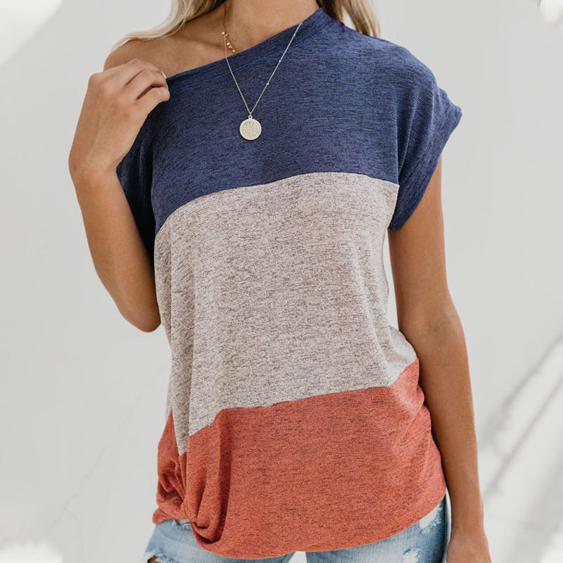 T-shirt à Manches Courtes d'épaule Diagonal - ciaovie