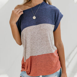 T-shirt à Manches Courtes d'épaule Diagonal - ciaovie