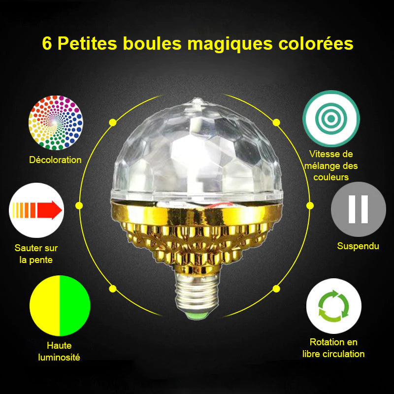 1 pc Boule Magique Rotative Colorée, Nouvelle Boule Disco Led Colorée  Rotation USB Ampoule, Premium Party Lights Disco Magic Light Ampoule Avec  Prises