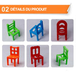 Jeu d'équilibrage de tour d'empilement de chaises