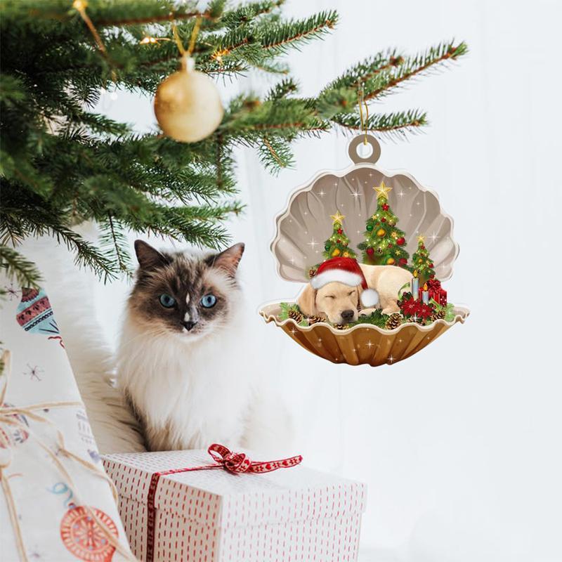 Pendentif De Coquillage NOËL Où Il y a Un Chien Mignon Qui Dort Dedans