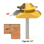 Mèche de toupie à onglet verrouillable à 45 °