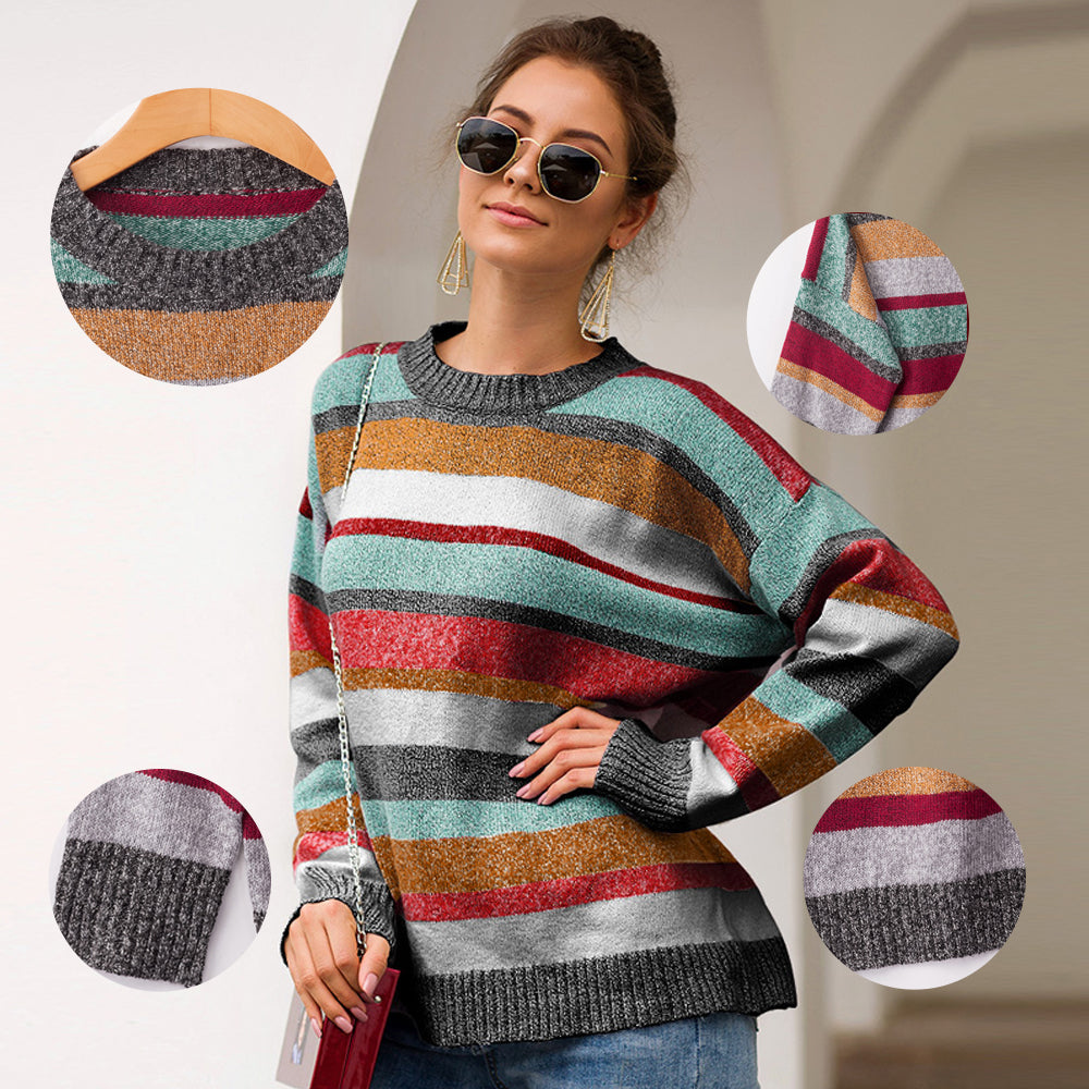 Ciaovie™ Pull Ras du Cou à Rayures Mode Automne pour Femmes - ciaovie