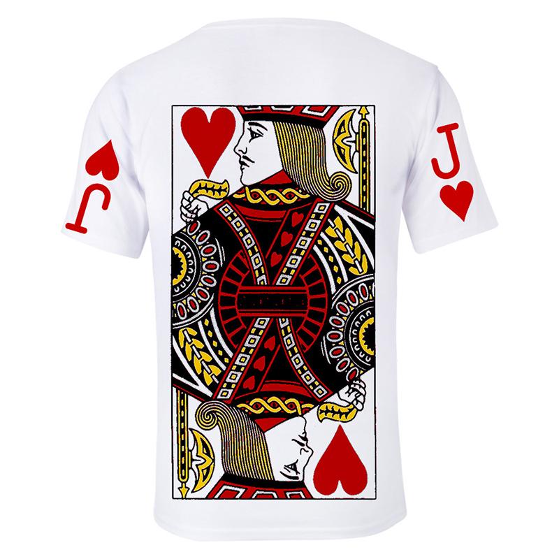 T-shirt Col Rond D'été Imprimé Motif Cartes à Jouer - ciaovie