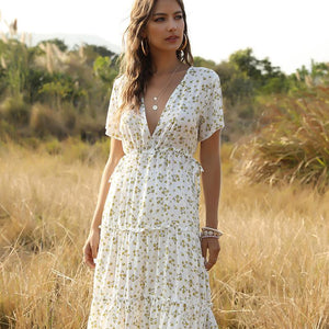 Robe bohème à encolure en V
