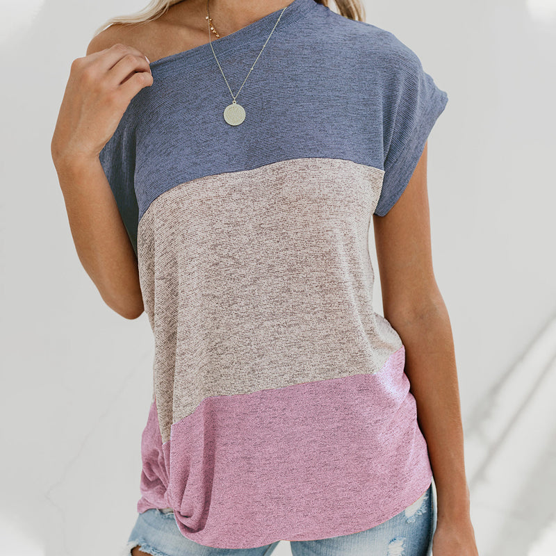 T-shirt à Manches Courtes d'épaule Diagonal - ciaovie