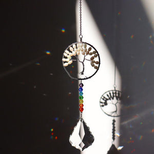 Capteur de Soleil en Cristal forme Arbre de Vie Carillon Éolien