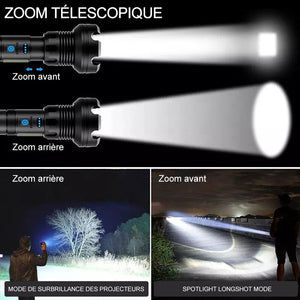 Lampe de Poche Laser LED Tactique Rechargeable