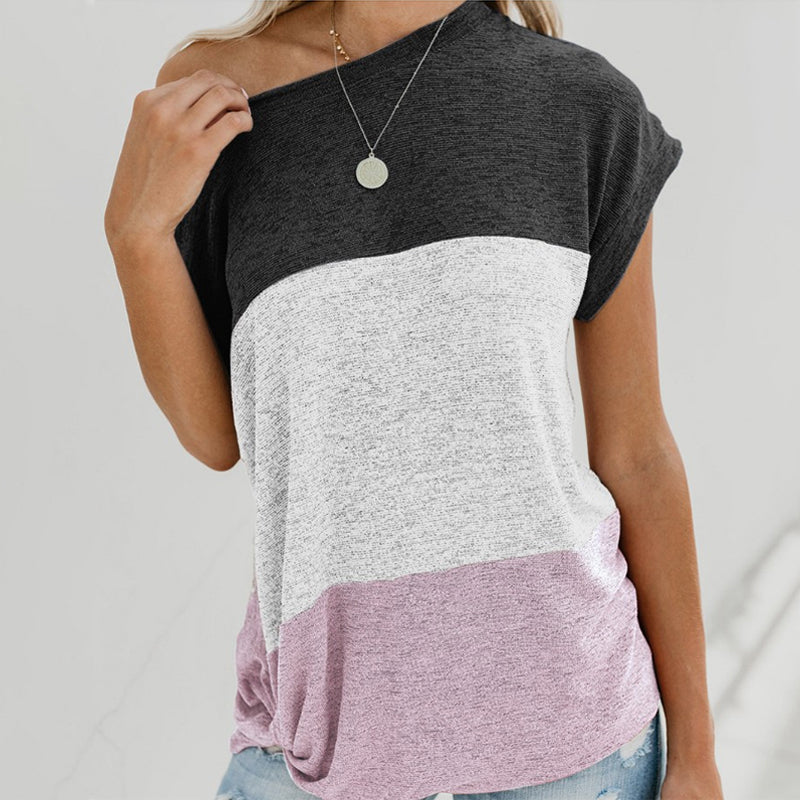 T-shirt à Manches Courtes d'épaule Diagonal - ciaovie